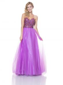 Princess Orchid Crystal Beaded Long Tulle Ball Gown Prom Dress