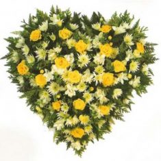 50 Yellow Seasonal Flowers Heart Shape Arrangement