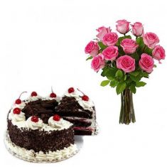Pink Roses and Black forest – Flower Combos – Flowers