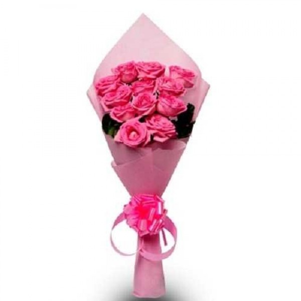 12 Pink Roses Bouquet – Roses – Flowers By Types – Flowers