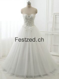 Ballkleid Herzausschnitt Elfenbein Tulle Brautkleider – Festzed.CH