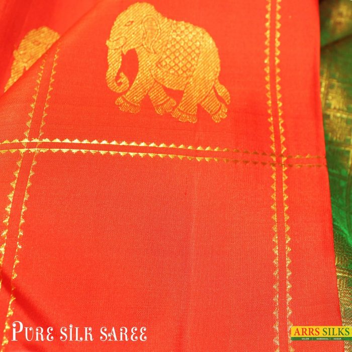 Pure Kanchipuram silk sarees from ARRS Silks and feel the richness of its traditional and intric ...