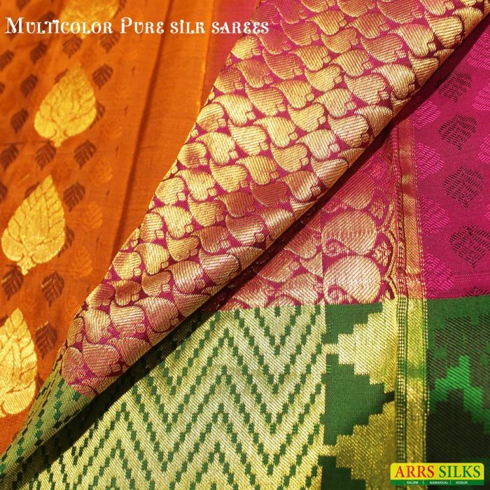 Multi colour pure silk sarees
