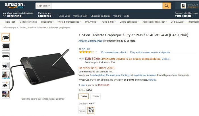 XP-Pen G430 4 x 3 pouce OSU Tablette Graphique à Stylet Ultra Mince avec Stylet sans Batterie Blanc