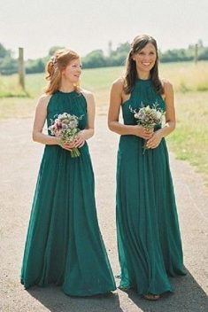 Sexy Sleeveless Chiffon Long Floor Length Bridesmaid Dresses B357 – Ombreprom