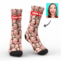 Custom Photo Mash Socks With Your Text – Personalized Christmas Face Socks – MyPhotoSocks