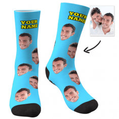 Custom Photo Socks With Your Text – Personalized Christmas Face Socks – MyPhotoSocks