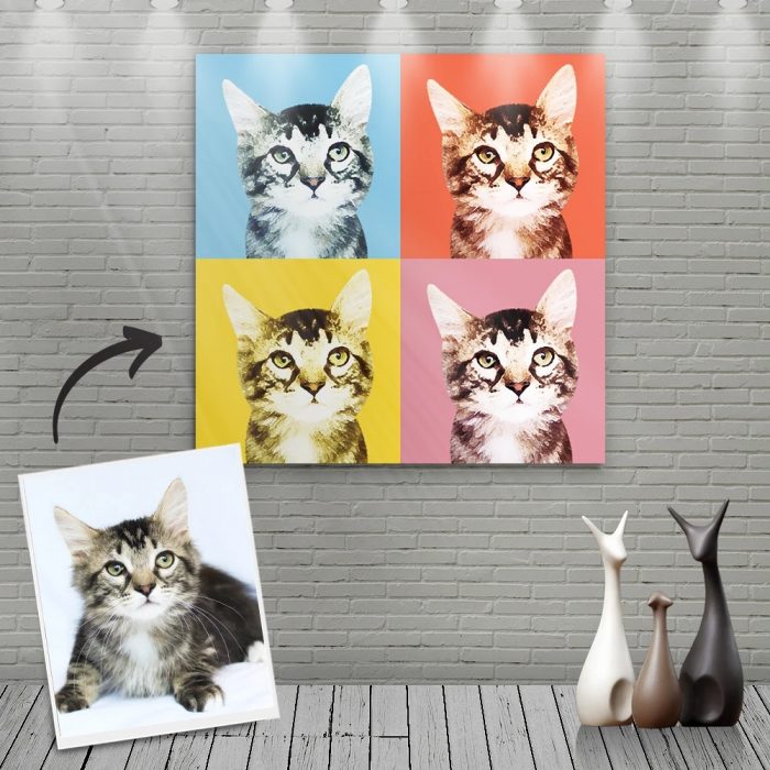 Custom Canvas Painting For Cat Portrait With Name-Square