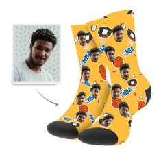 Custom Photo Socks- Sport Style Basketball – Funny Face Socks – MyPhotoSocks