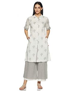 BIBA Women’s Cotton a line Salwar Suit Set