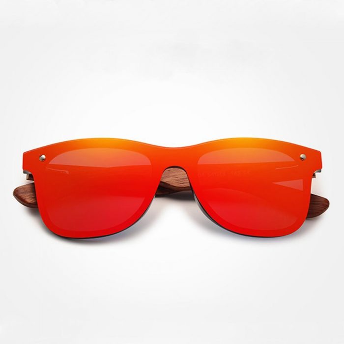 Natural Wooden Sunglasses Square Bamboo Frame For Men/Woman – Red – EyeWearShop