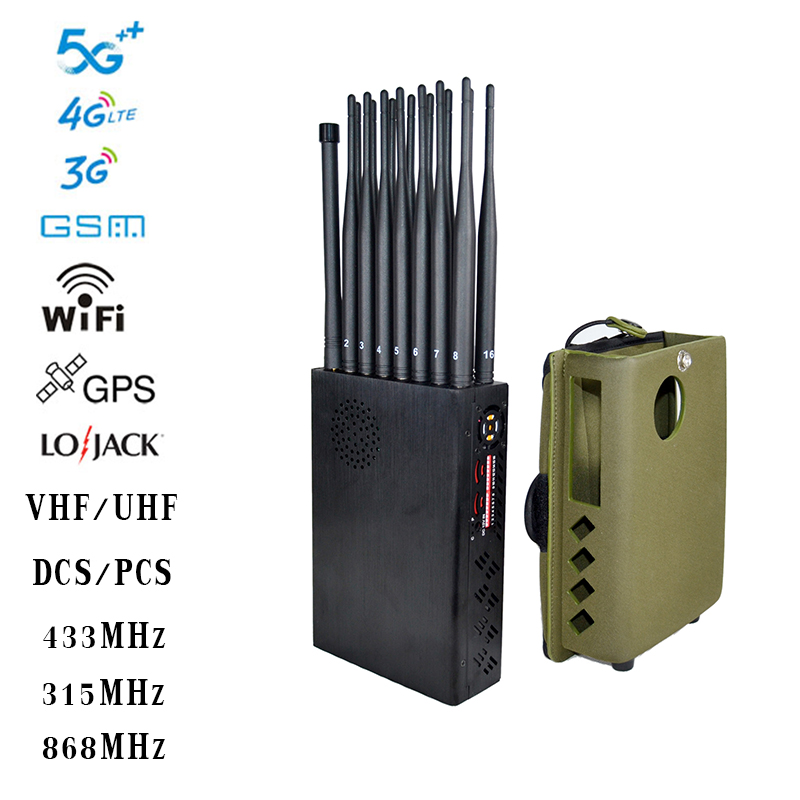Hochleistungs-Handheld 5G Störsender 4G WiFi GPS VHF / LOJACK 16 Antenne