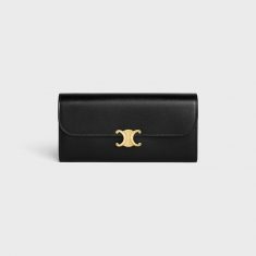Celine Large Bi-Fold Wallet in Shiny Calfskin Black