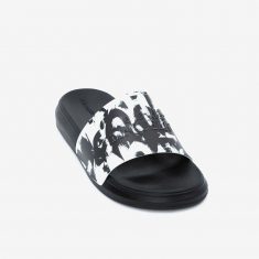Alexander Mcqueen Pool Slides Unisex Rubber with Graffiti Printing Black/White