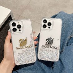 スワロフスキー iphone15スマホケース 透明 シンプル 送料無料 swarovski アイフォーン15プロ カバー  ...