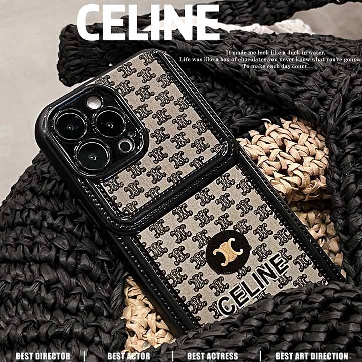 セリーヌ iphone15 ケース ビジネス ダークゴールド かっこいい メンズ Celine アイフォーン15 携帯ケ ...