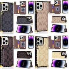 ブランド Coach iphone15 スマホケース 高级 メタルボーダー 四角い 背面レザー コーチ アイフォン 15P ...