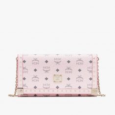 MCM Large Berlin Series Crossbody Wallet In Visetos Light Pink