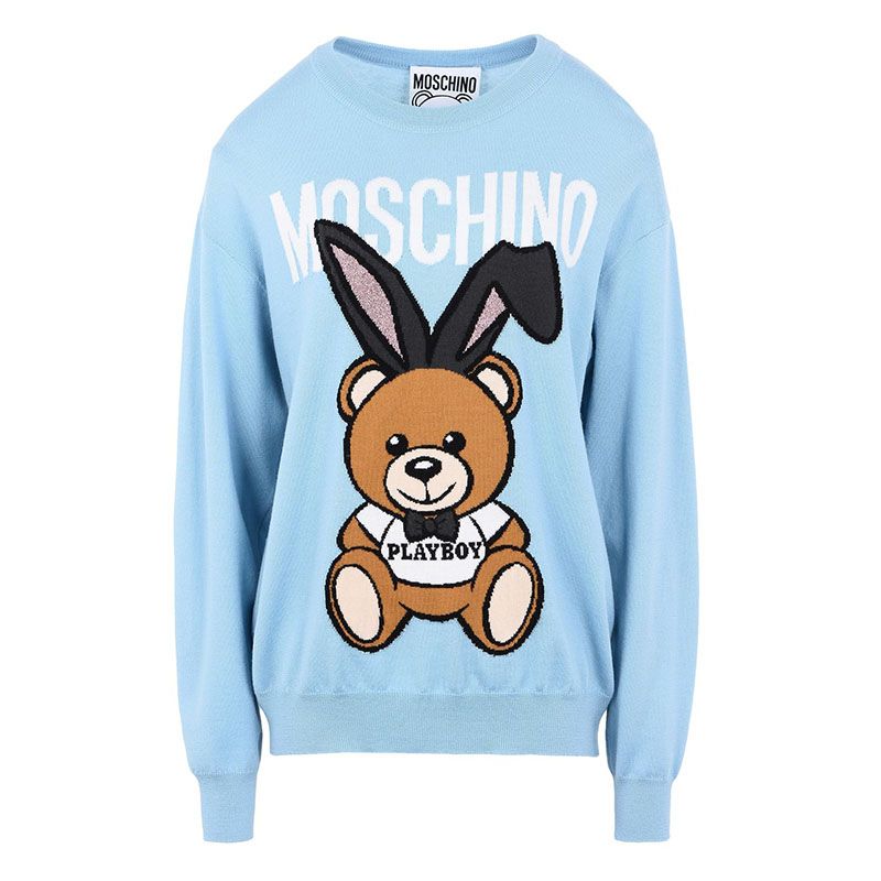 Moschino Playboy Teddy Bear Sweater Sky Blue