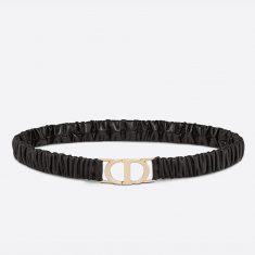 Dior 30 Montaigne Stretch Belt Pleated Lambskin Black/Gold